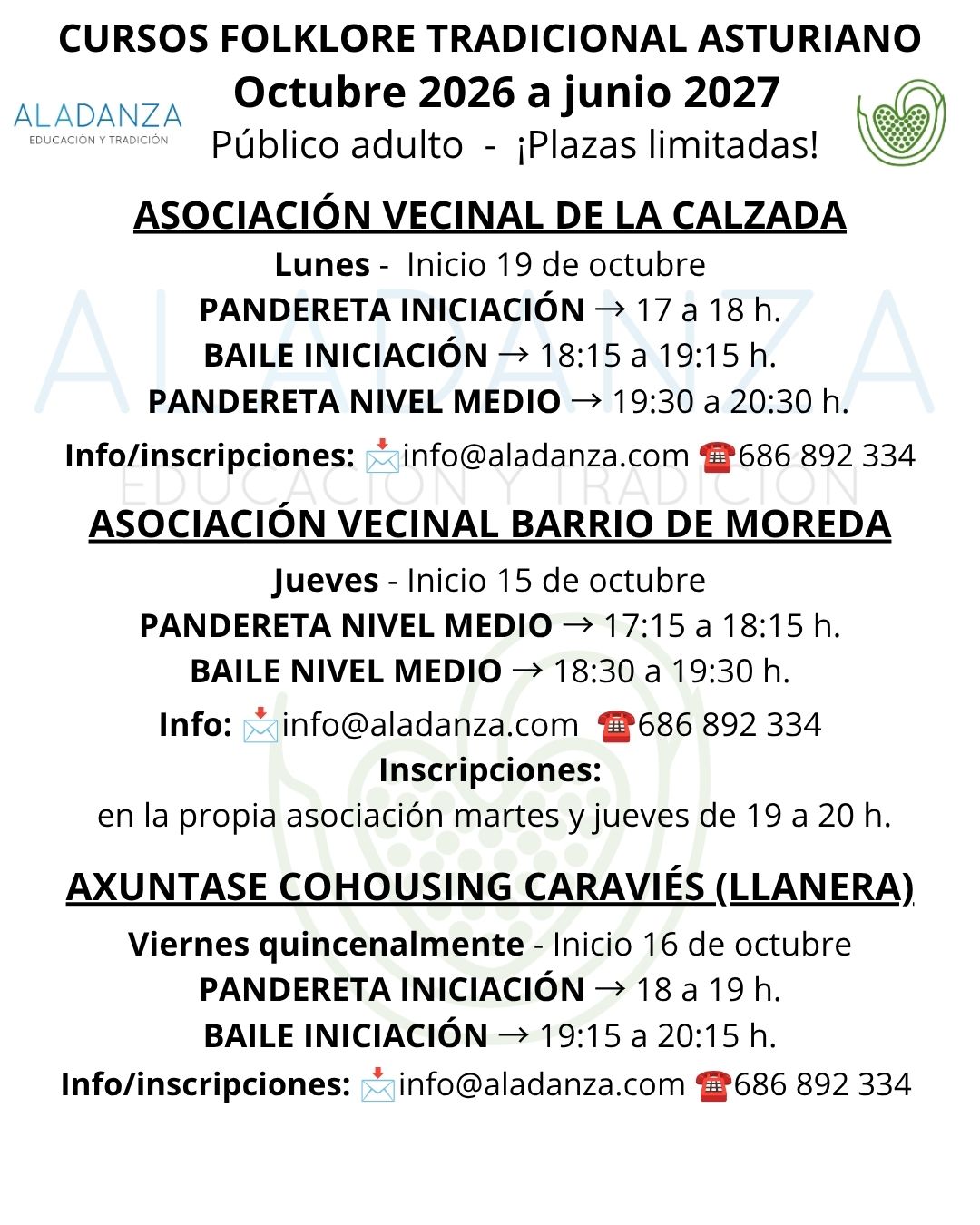 Cursos de pandereta y baile tradicional asturiano